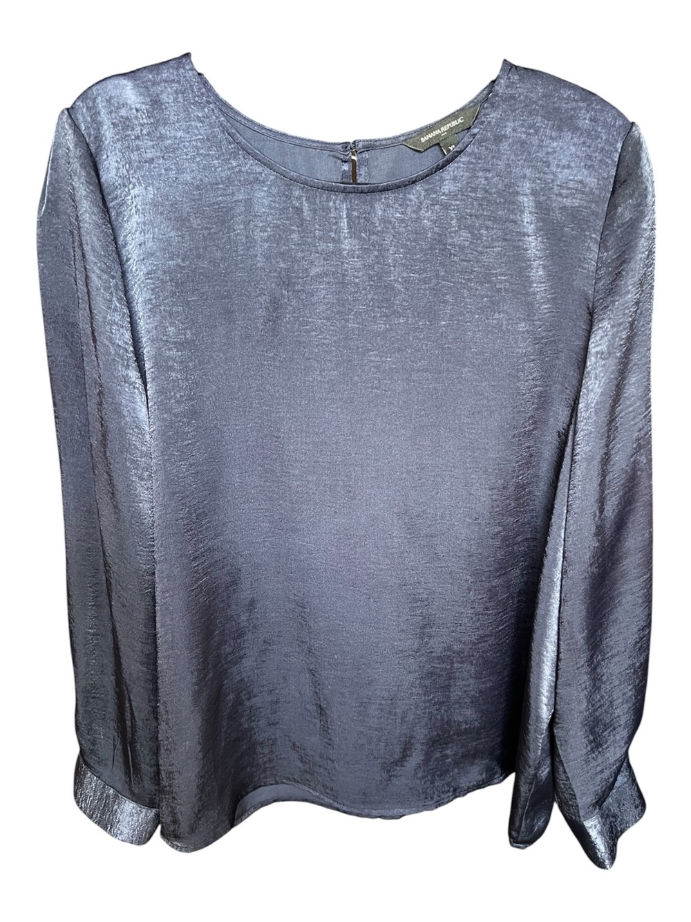 Banana Republic Navy Blue Sheen Long-Sleeve Blouse